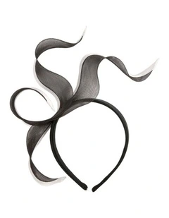 Fillies Collection Black & White Crinoline Fascinator with Silk Abaca Edge S343BW