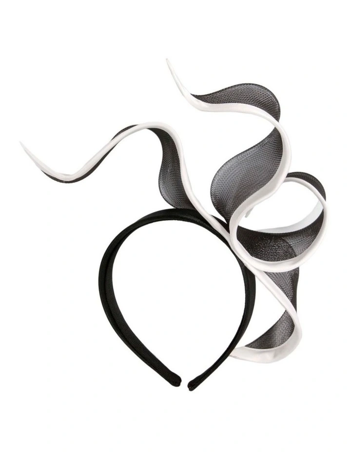 Fillies Collection Black & White Crinoline Fascinator with Silk Abaca Edge S343BW image 4