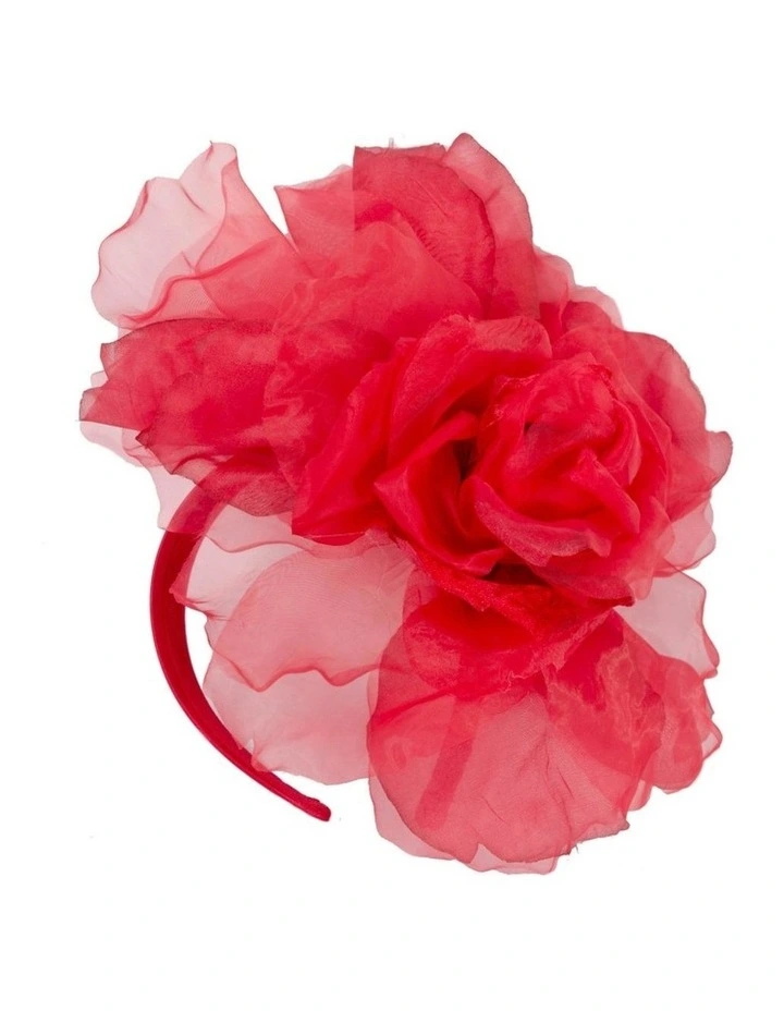 Fillies Collection large red silk flower fascinator S260R image 1