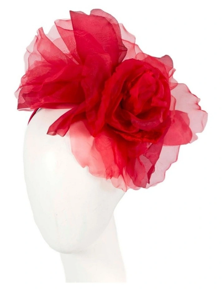 Fillies Collection large red silk flower fascinator S260R image 2