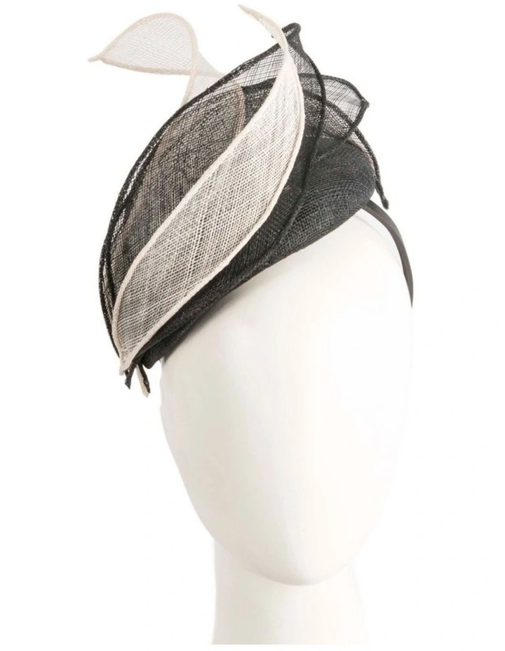 Max Alexander Black & Cream sinamay pillbox fascinator MA967BC image 2