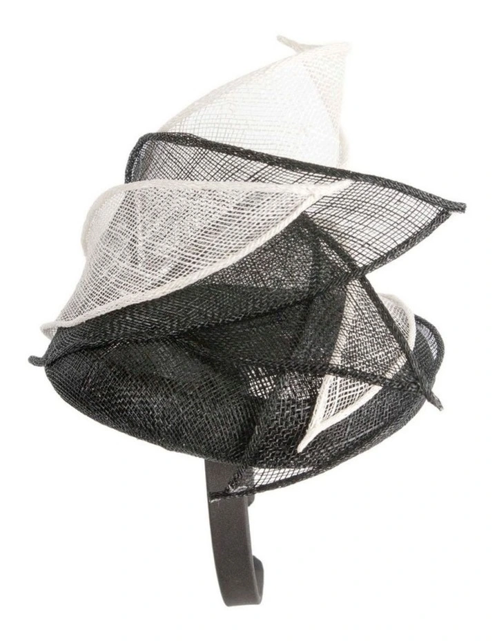 Max Alexander Black & Cream sinamay pillbox fascinator MA967BC image 3