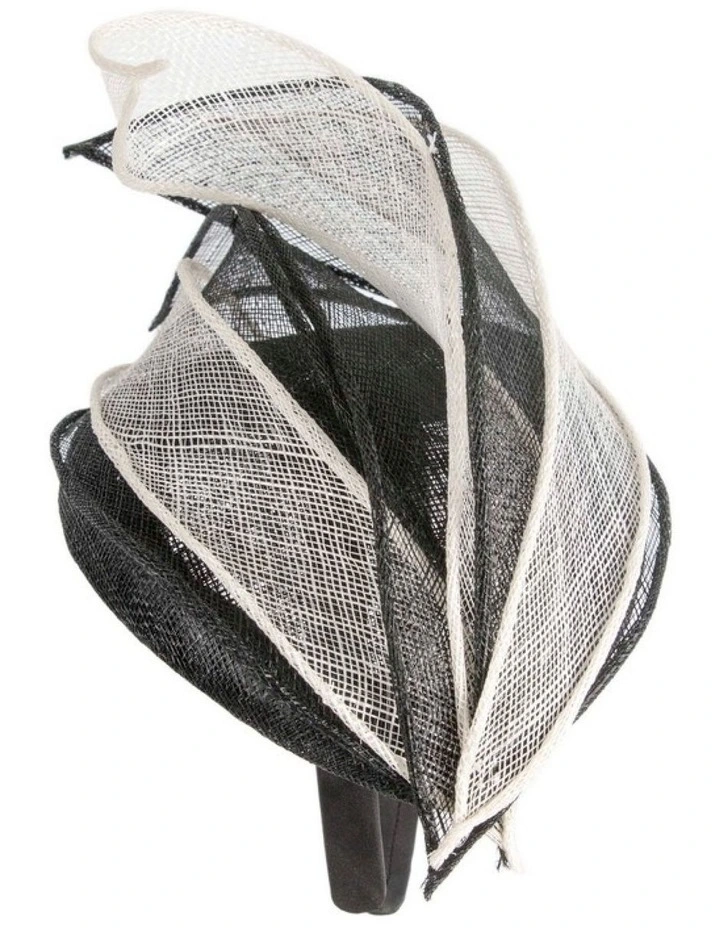 Max Alexander Black & Cream sinamay pillbox fascinator MA967BC image 4