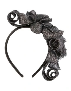 Max Alexander MA914BS black and silver curly sinamay fascinator