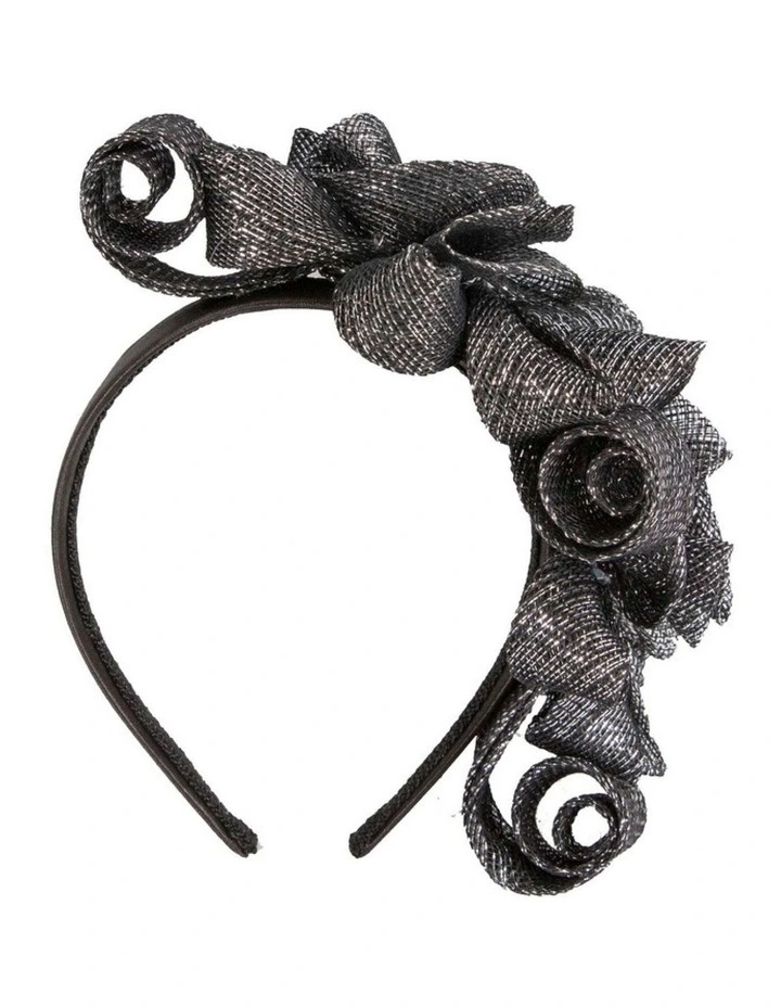 Max Alexander MA914BS black and silver curly sinamay fascinator image 1