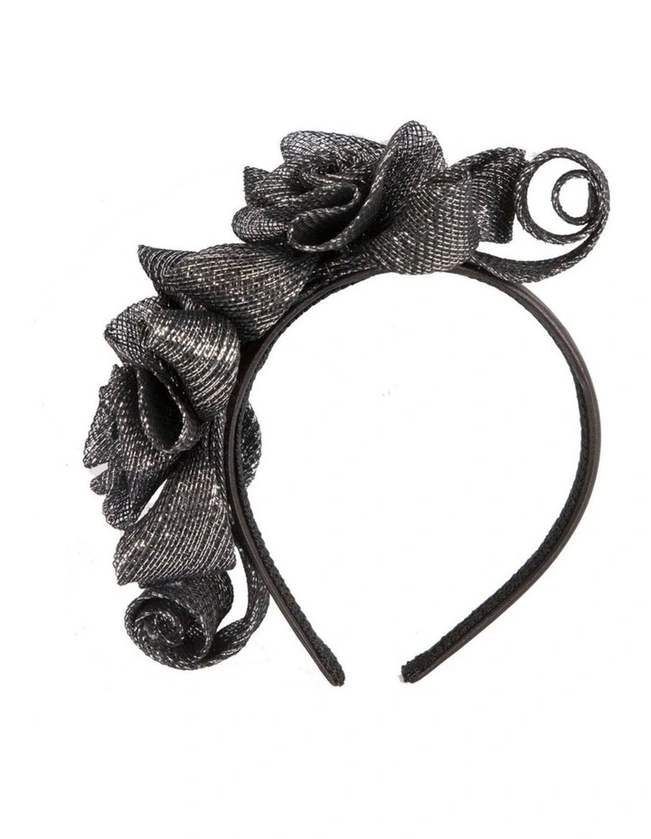 Max Alexander MA914BS black and silver curly sinamay fascinator image 4