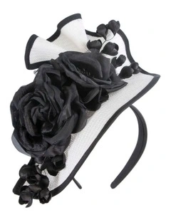 White and Black Racing Fascinator by Fillies Collection S315WB