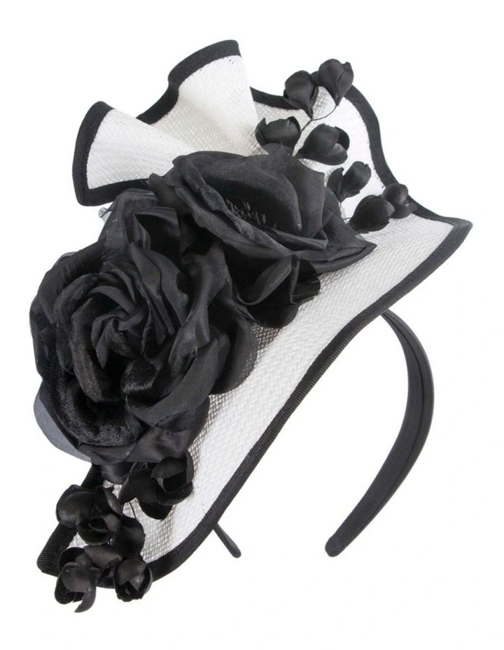 White and Black Racing Fascinator by Fillies Collection S315WB image 1