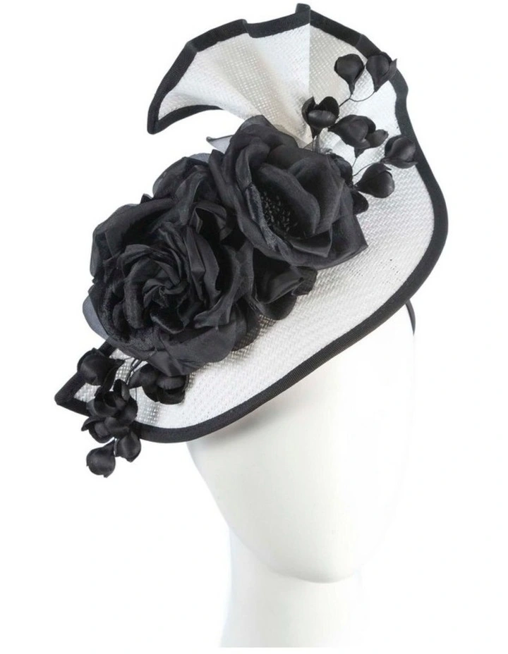 White and Black Racing Fascinator by Fillies Collection S315WB image 2