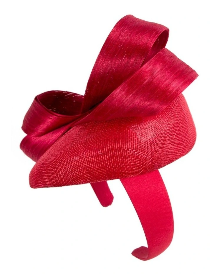 Red Pillbox Fascinator with Silk Abaca Bow by Fillies Collection S348R image 4