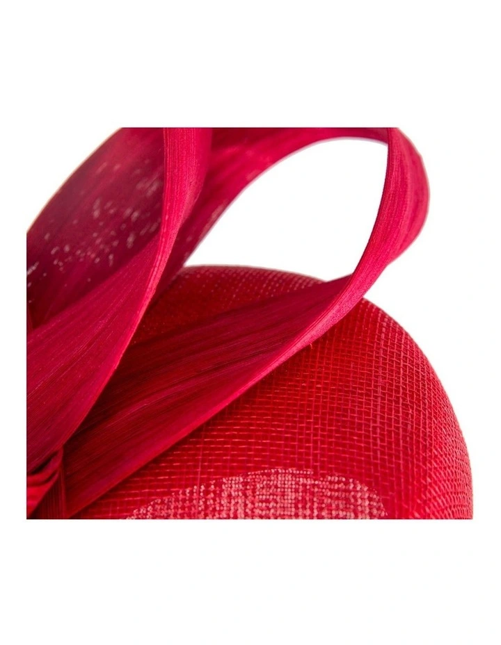 Red Pillbox Fascinator with Silk Abaca Bow by Fillies Collection S348R image 5