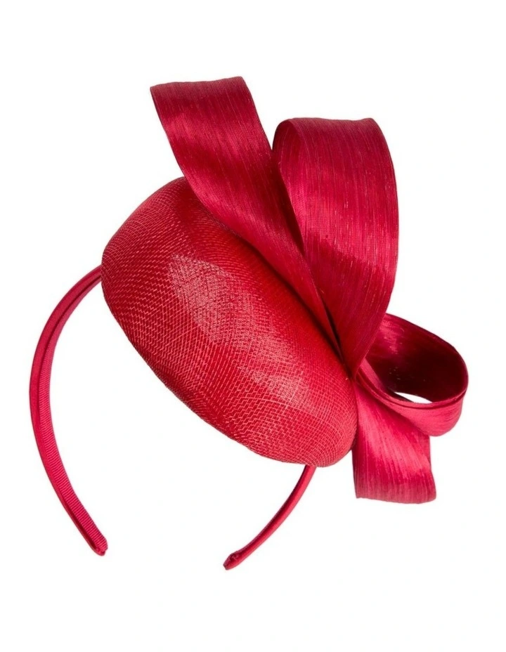 Red Pillbox Fascinator with Silk Abaca Bow by Fillies Collection S348R image 6