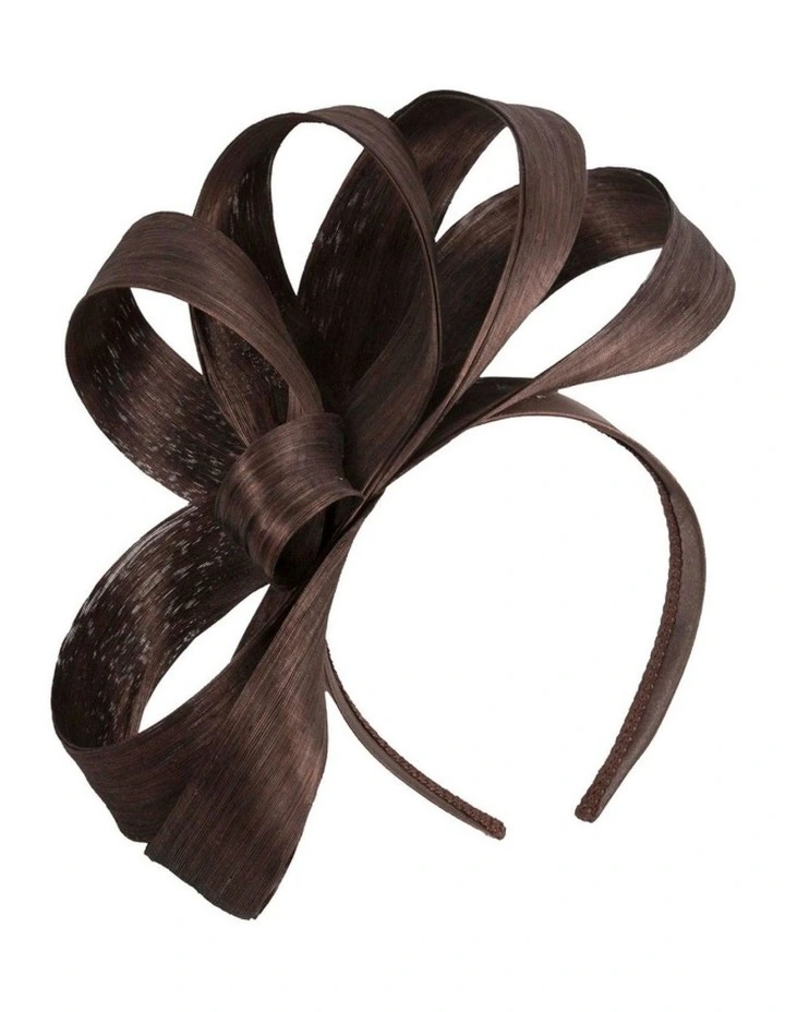 Fillies Collection chocolate silk abaca loops racing fascinator S344CH image 1