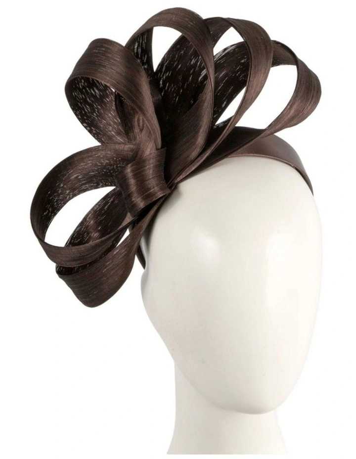 Fillies Collection chocolate silk abaca loops racing fascinator S344CH image 2