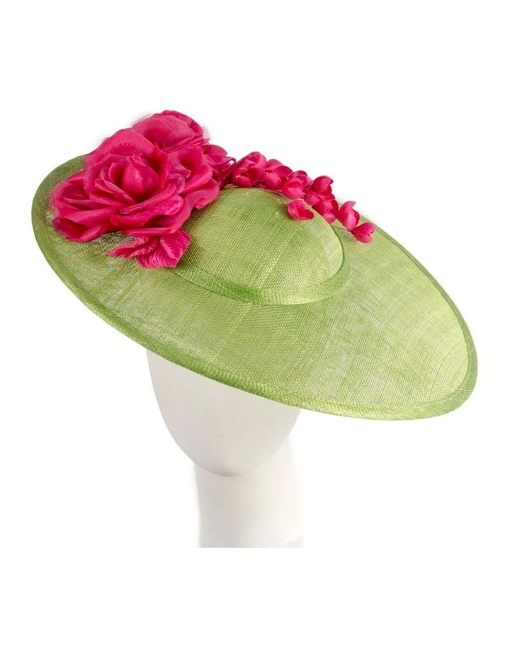Max Alexander large lime and fuchsia sinamay fascinator hatinator MA959LF image 2