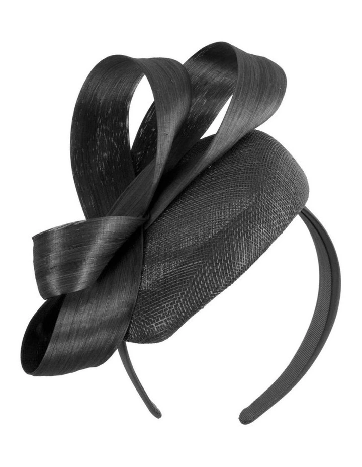 Black Pillbox Fascinator with Silk Abaca Bow by Fillies Collection S348B image 1