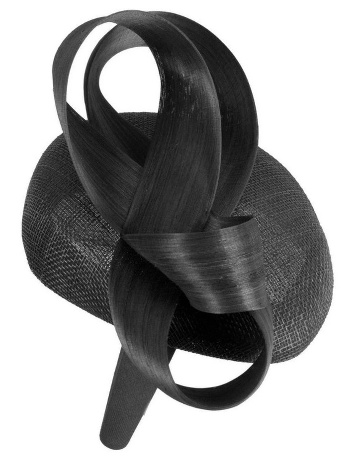 Black Pillbox Fascinator with Silk Abaca Bow by Fillies Collection S348B image 3
