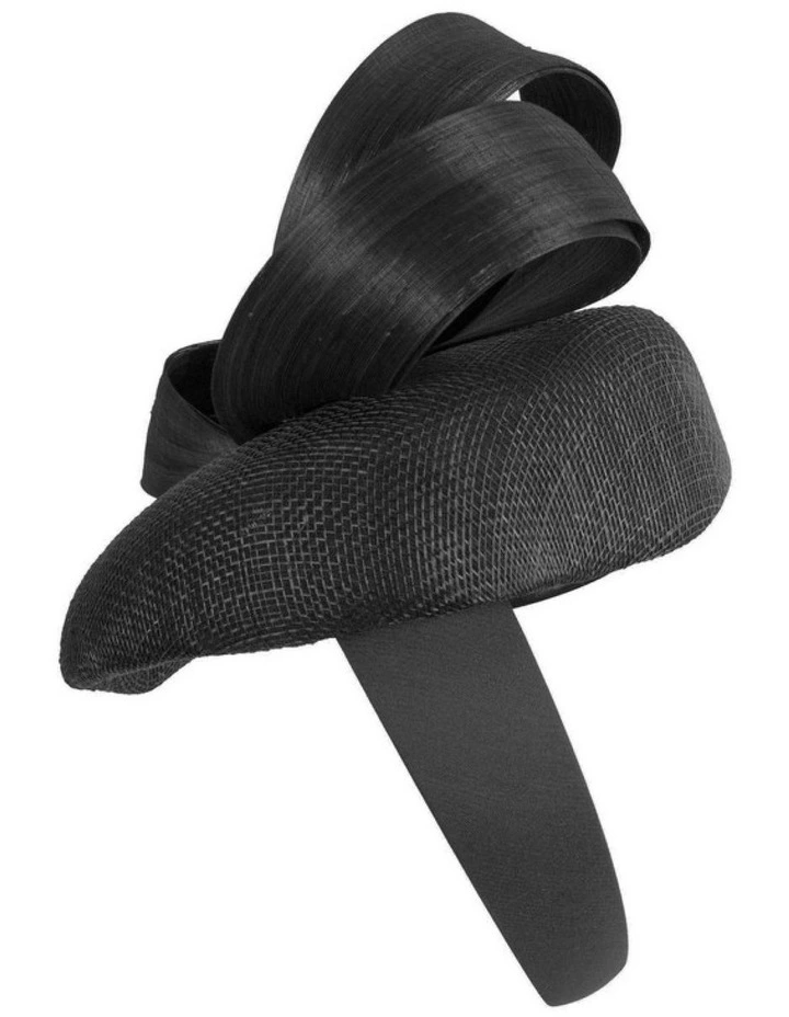 Black Pillbox Fascinator with Silk Abaca Bow by Fillies Collection S348B image 4