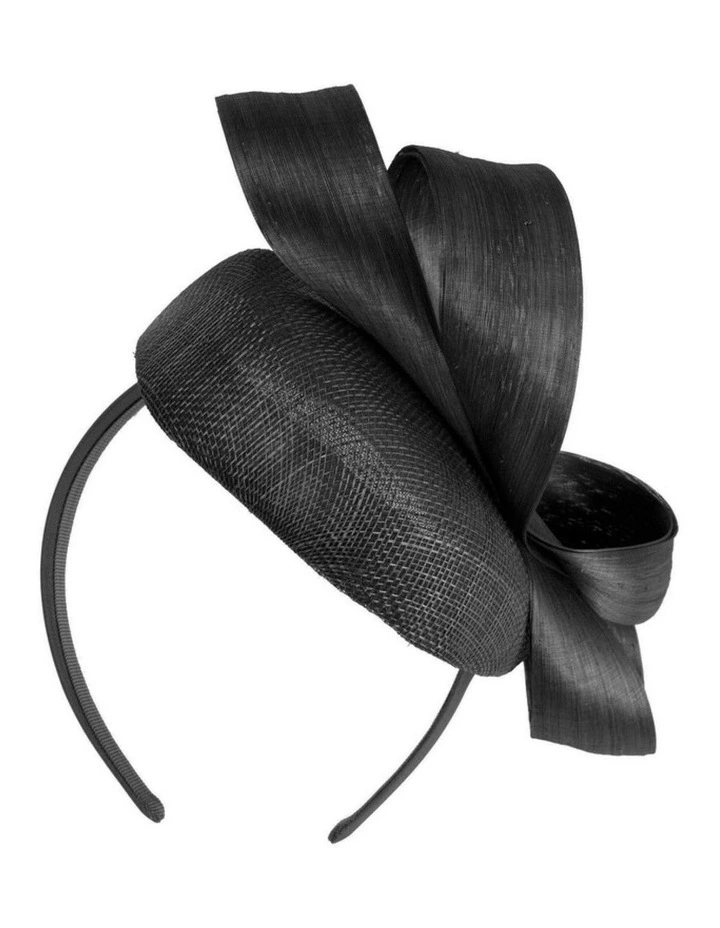 Black Pillbox Fascinator with Silk Abaca Bow by Fillies Collection S348B image 6