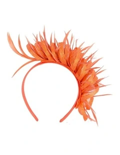 Max Alexander orange sinamay fascinator with feathers MA945OR