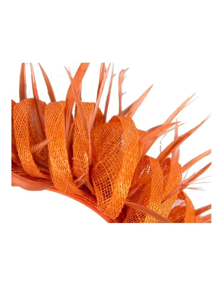 Max Alexander orange sinamay fascinator with feathers MA945OR image 3
