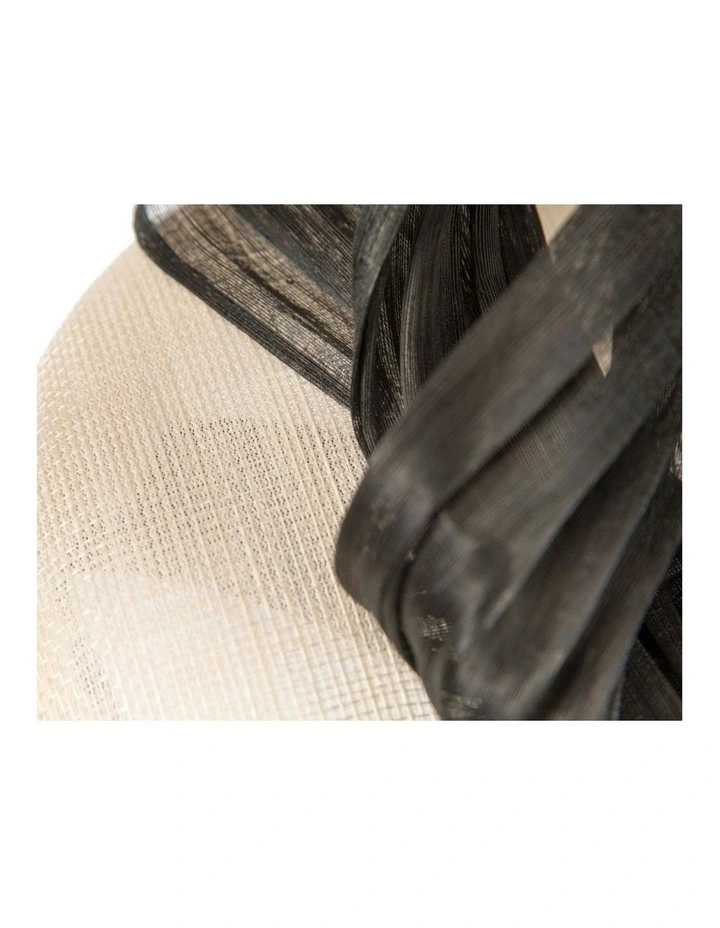 Cream and black pillbox fascinator with silk abaca bow by Fillies Collection S307CB image 5