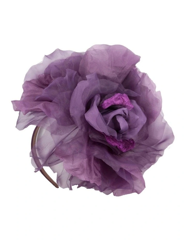 Fillies Collection large purple silk flower fascinator S260PR image 1