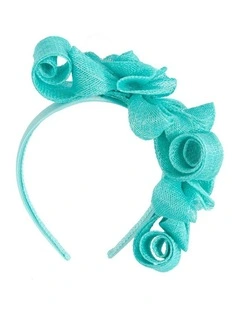 Max Alexander MA914AQ aqua curly sinamay fascinator.