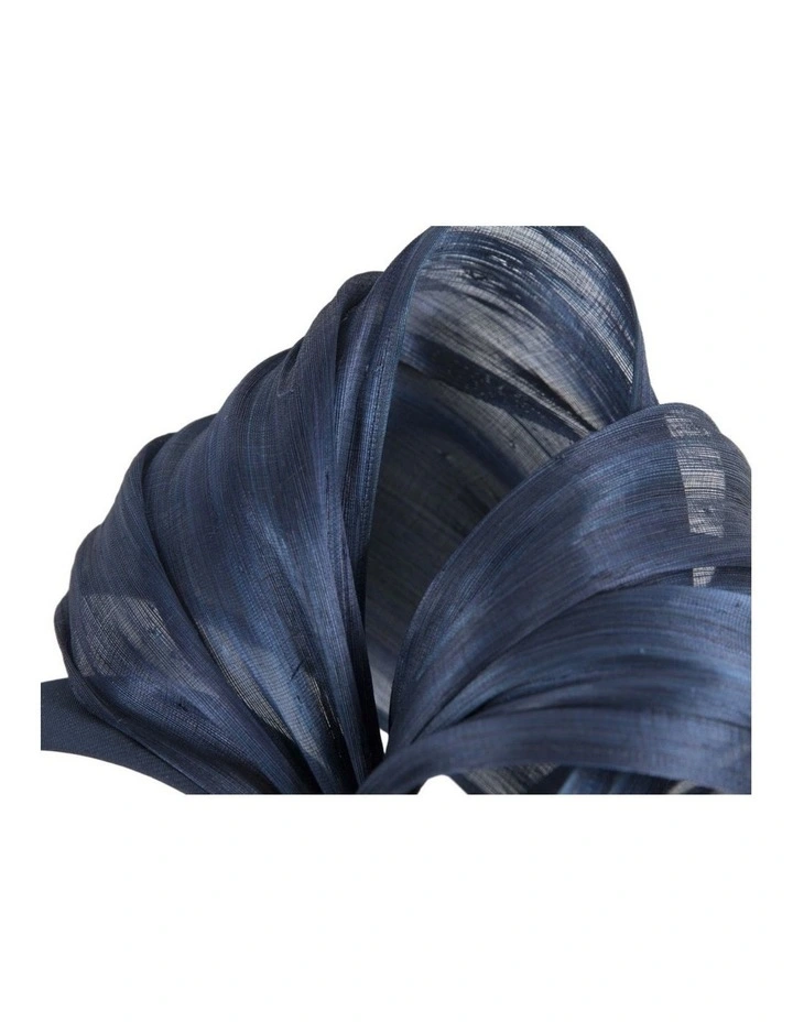 Navy Silk Abaca Fascinator with Sculptural Bow - Fillies Collection S347N image 3