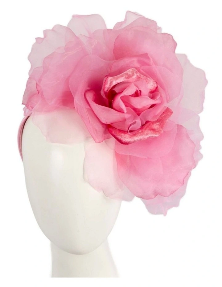 Fillies Collection large hot pink silk flower fascinator S260HP image 2