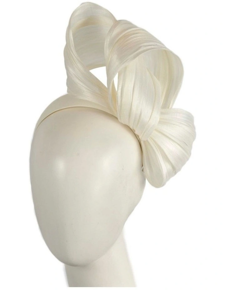 Fillies Collection Cream Silk Abaca Fascinator with Sculptural Bow S347C image 2