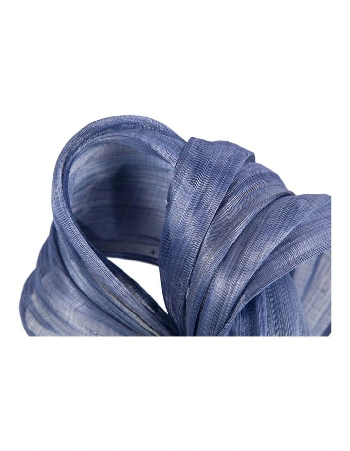 Denim Blue Silk Abaca Fascinator with Sculptural Bow by Fillies Collection S347DN image 3