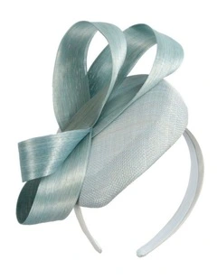 Light Blue Sinamay Pillbox Fascinator with Silk Abaca Bow by Fillies Collection S348LBL