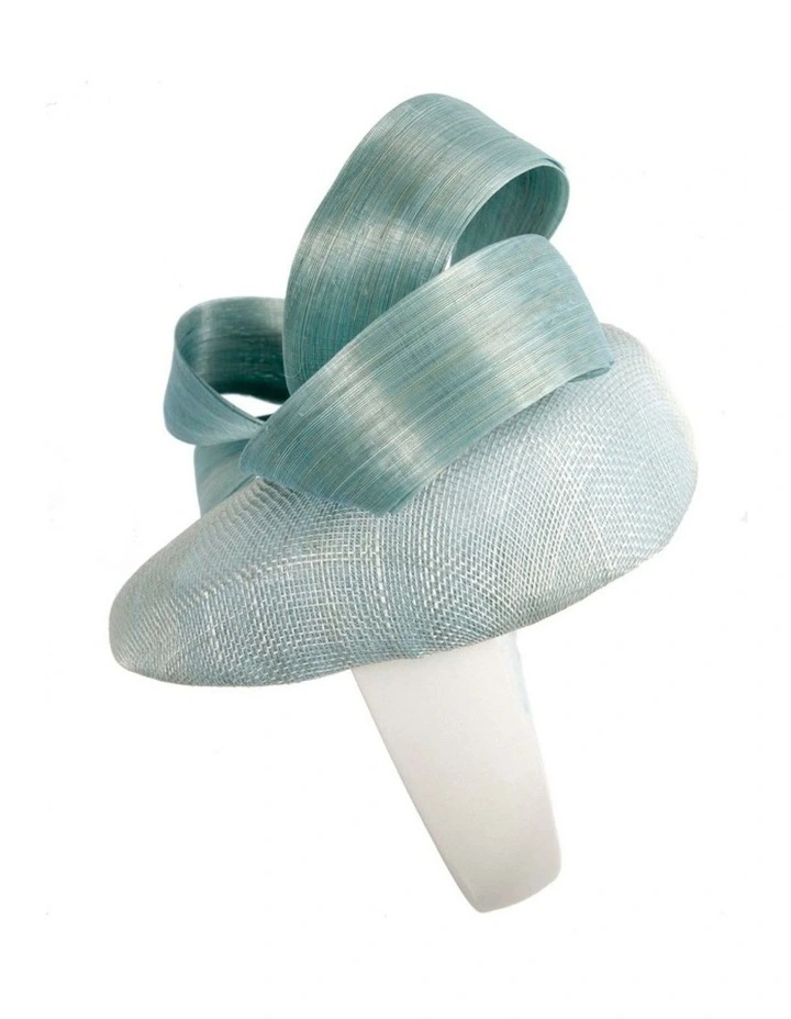 Light Blue Sinamay Pillbox Fascinator with Silk Abaca Bow by Fillies Collection S348LBL image 3