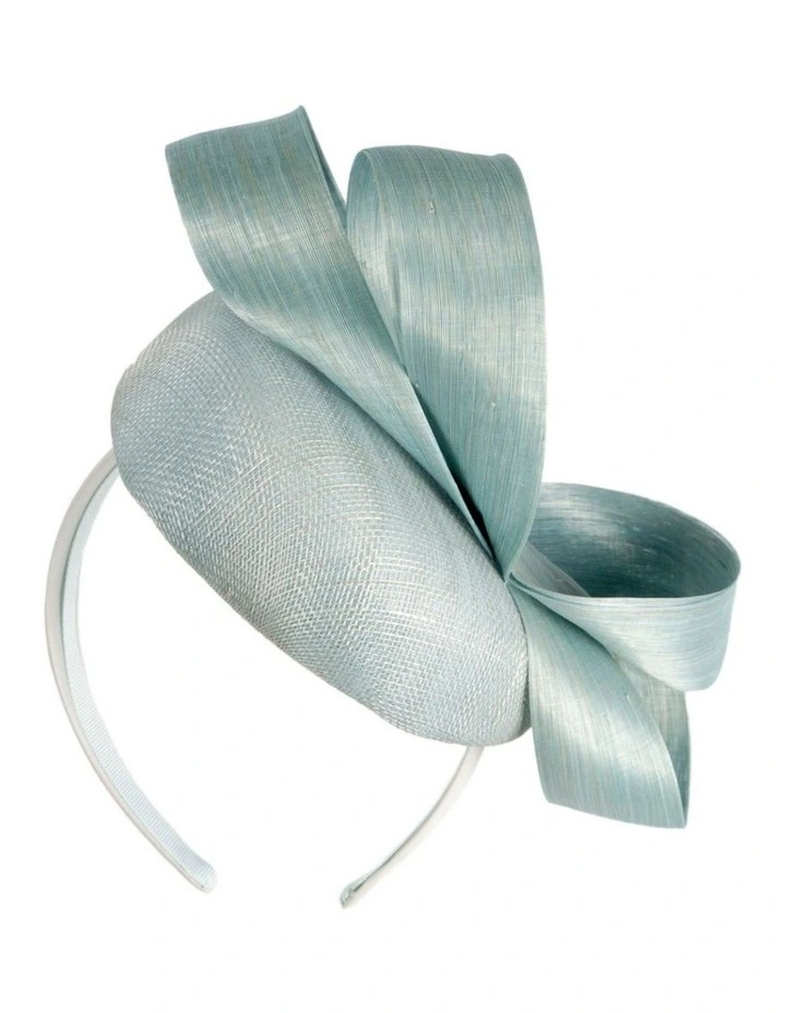 Light Blue Sinamay Pillbox Fascinator with Silk Abaca Bow by Fillies Collection S348LBL image 5