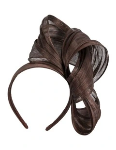 Fillies Collection Chocolate Silk Abaca Fascinator with Sculptural Bow S347CH