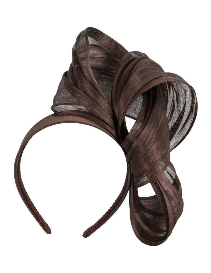 Fillies Collection Chocolate Silk Abaca Fascinator with Sculptural Bow S347CH image 1