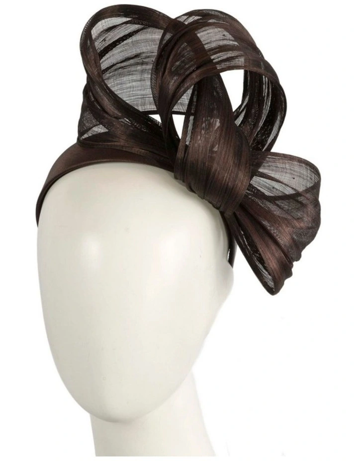 Fillies Collection Chocolate Silk Abaca Fascinator with Sculptural Bow S347CH image 2