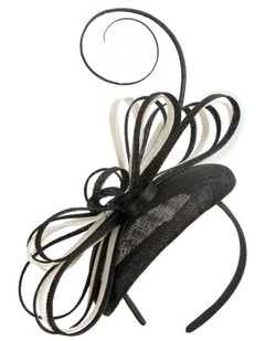 Max Alexander Black & Cream Sinamay Pillbox Fascinator MA969BC