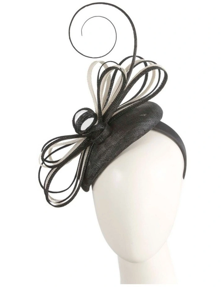 Max Alexander Black & Cream Sinamay Pillbox Fascinator MA969BC image 2