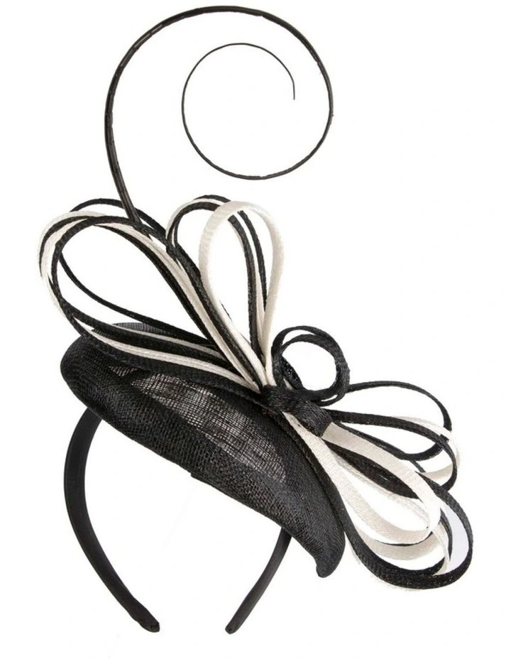 Max Alexander Black & Cream Sinamay Pillbox Fascinator MA969BC image 4