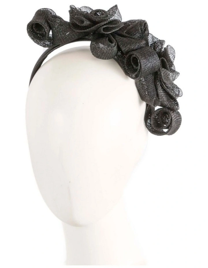 Max Alexander MA914B black curly sinamay fascinator image 2
