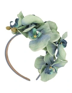 Fillies Collection bespoke aqua orchid flower headband S287AQ