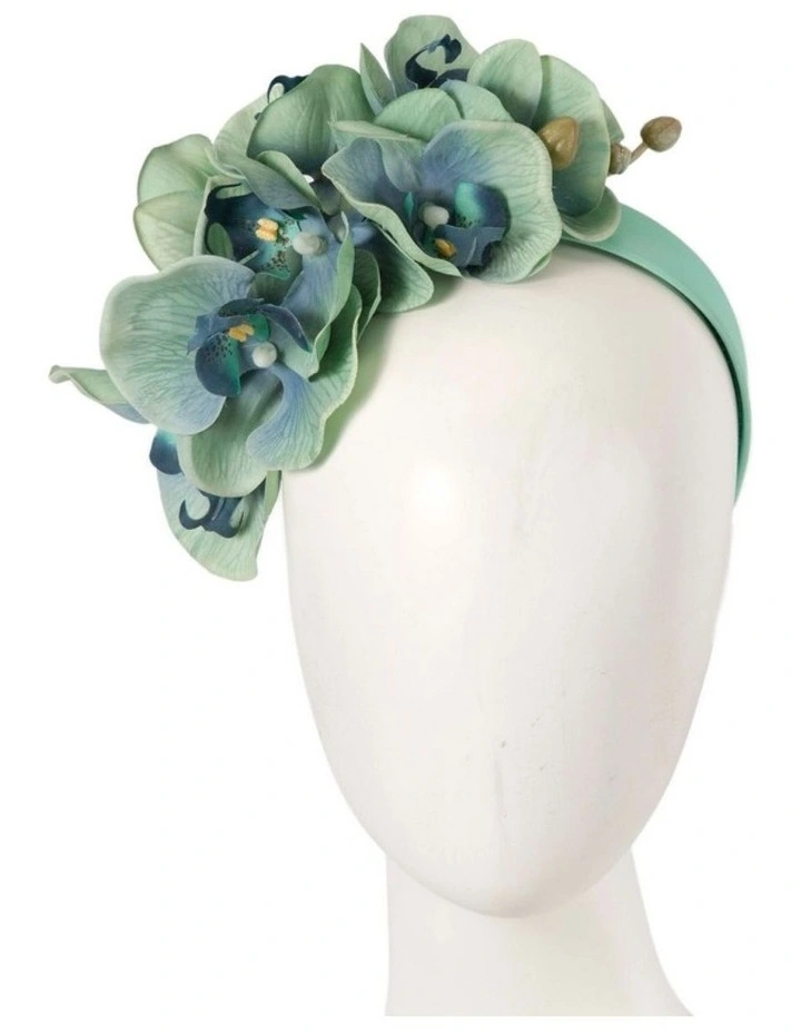 Fillies Collection bespoke aqua orchid flower headband S287AQ image 2