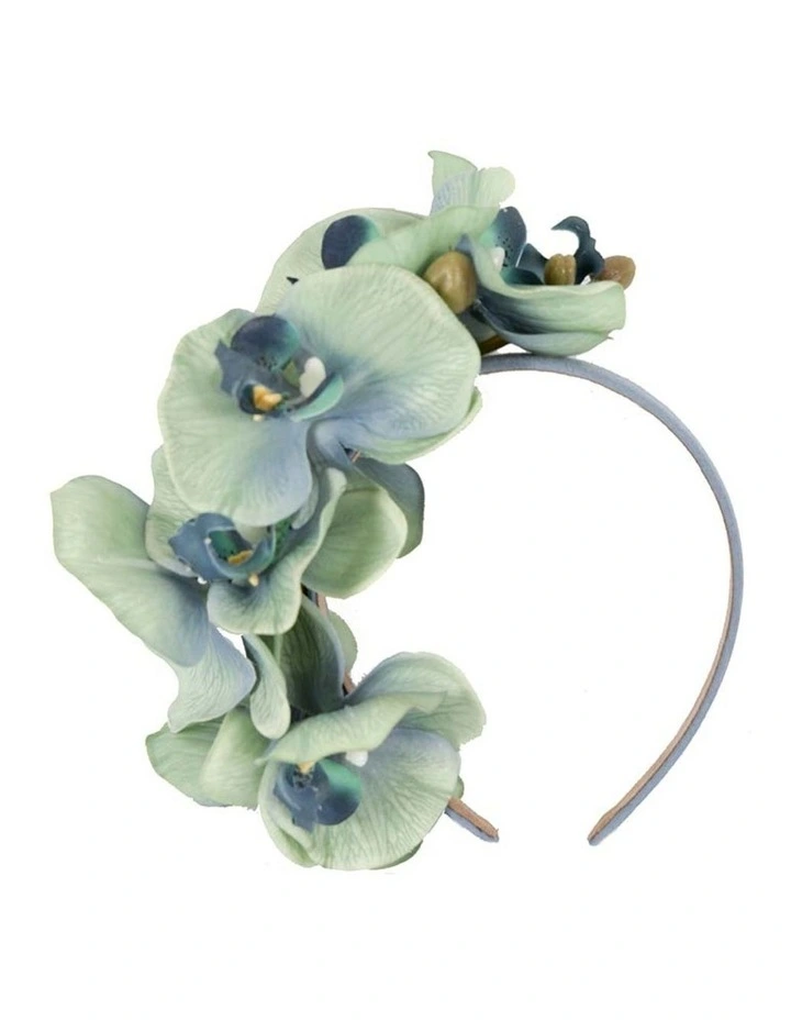 Fillies Collection bespoke aqua orchid flower headband S287AQ image 4