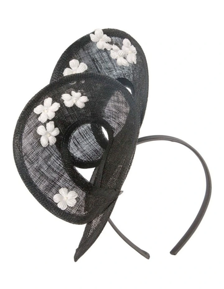 Max Alexander black and cream sinamay fascinator MA964BC image 1