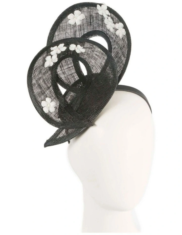 Max Alexander black and cream sinamay fascinator MA964BC image 2