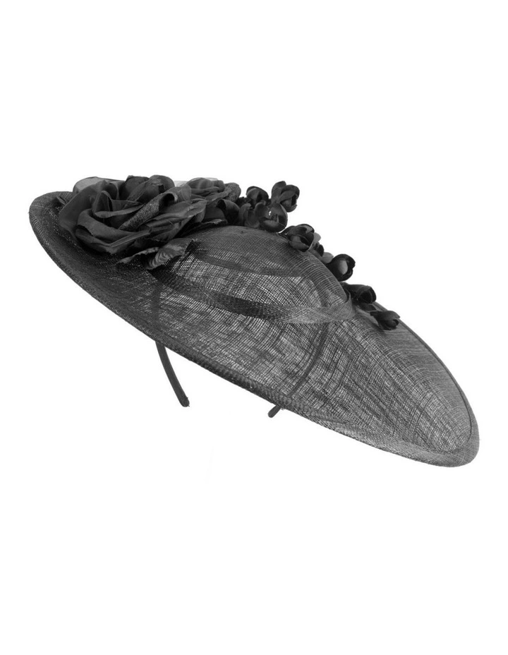Max Alexander MA959B large black sinamay fascinator hat with flowers image 1