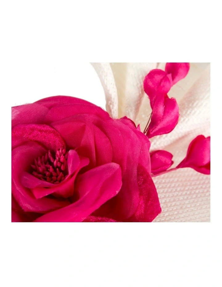 Fillies Collection cream & white racing fascinator with fuchsia flower S315WF image 4