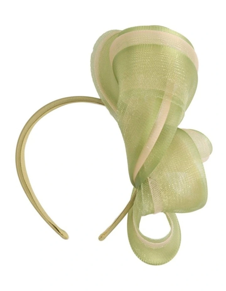 Fillies Collection sage green and beige crinoline bow fascinator S327SG image 4